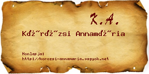 Körözsi Annamária névjegykártya