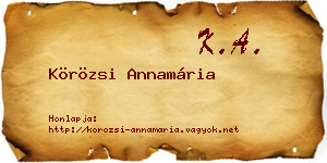 Körözsi Annamária névjegykártya